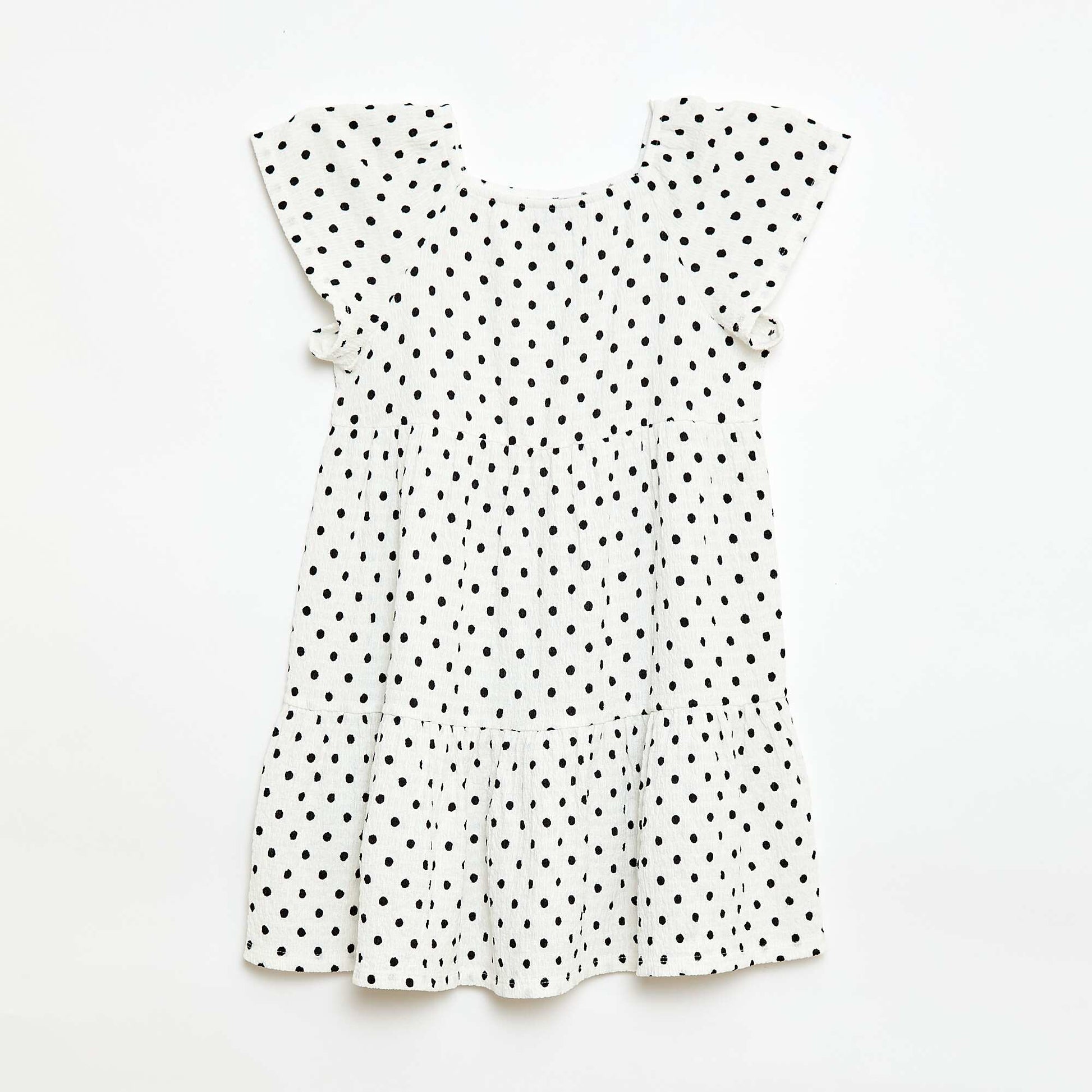 Crepe Knit Polka Dot Dress WHITE