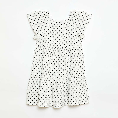 Crepe Knit Polka Dot Dress WHITE