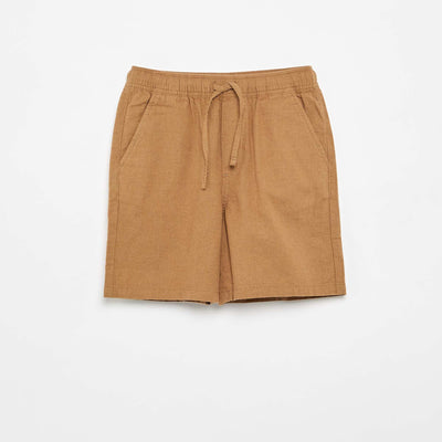 Lightweight Striped Linen Blend Shorts BEIGE