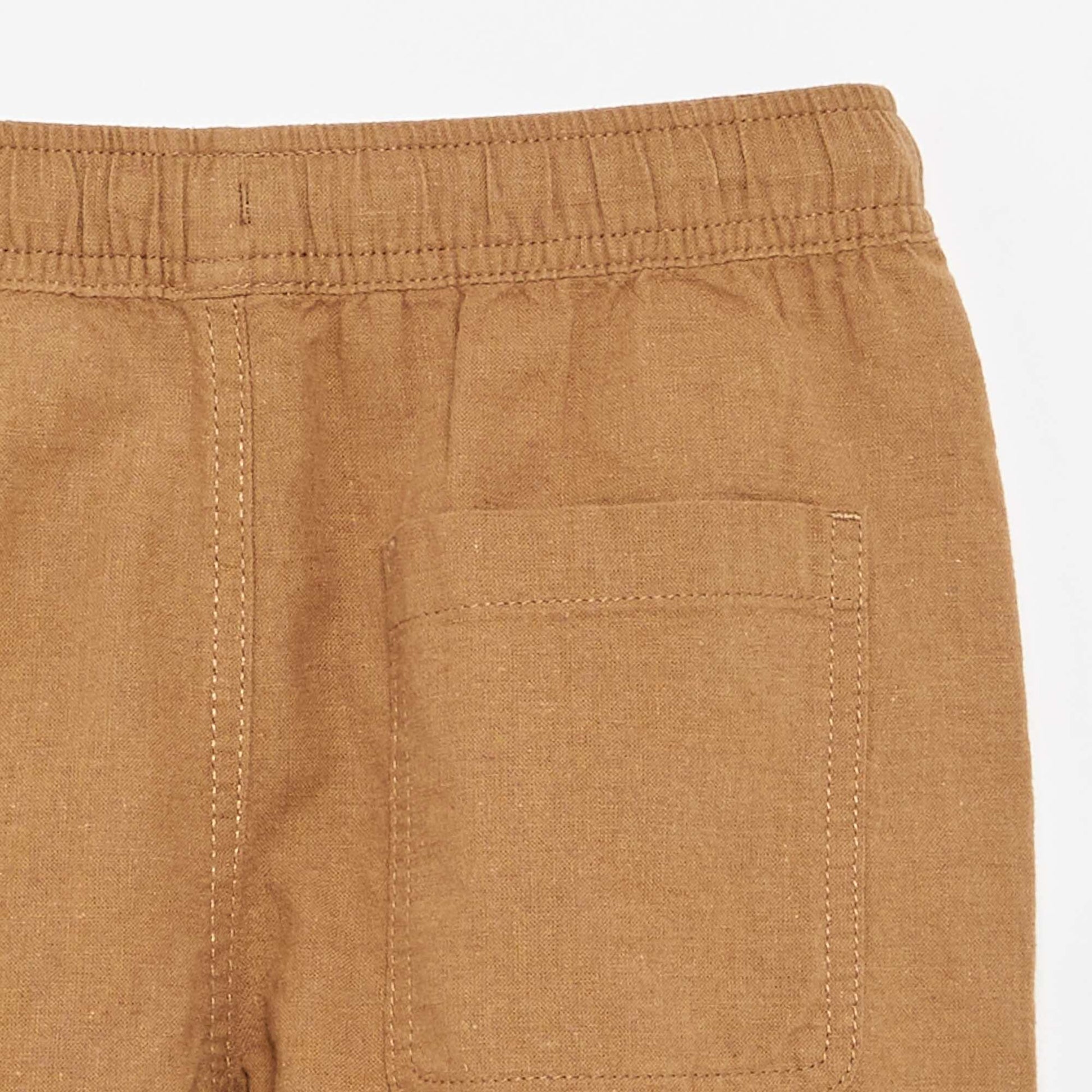 Lightweight Striped Linen Blend Shorts BEIGE