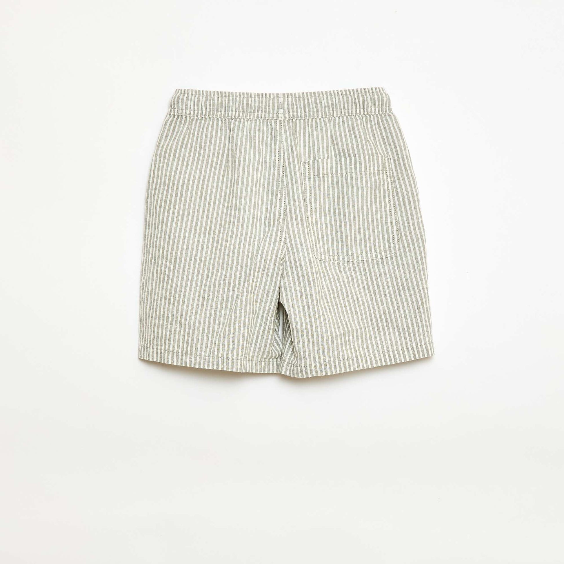 Lightweight Striped Linen Blend Shorts KHAKI