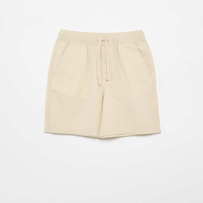Lightweight Striped Linen Blend Shorts BEIGE