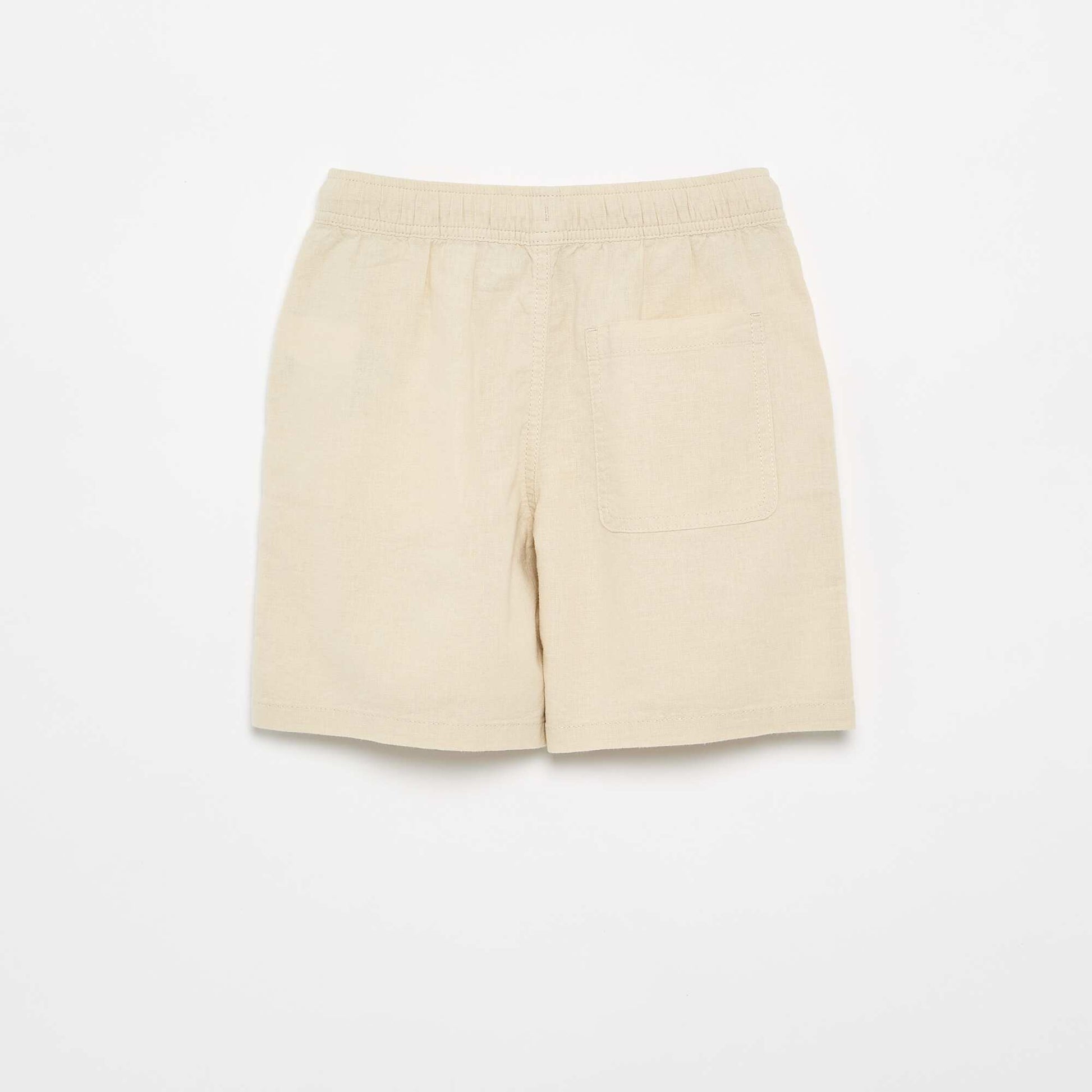 Lightweight Striped Linen Blend Shorts BEIGE