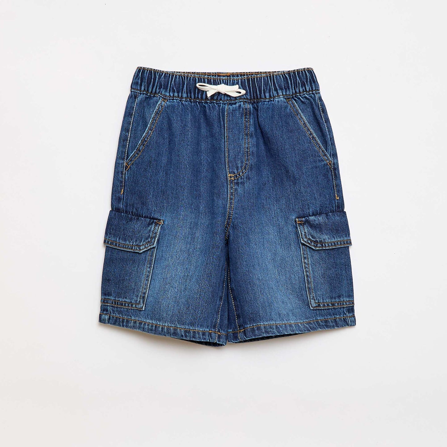 Multi-Pocket Denim Bermuda Shorts BLUE