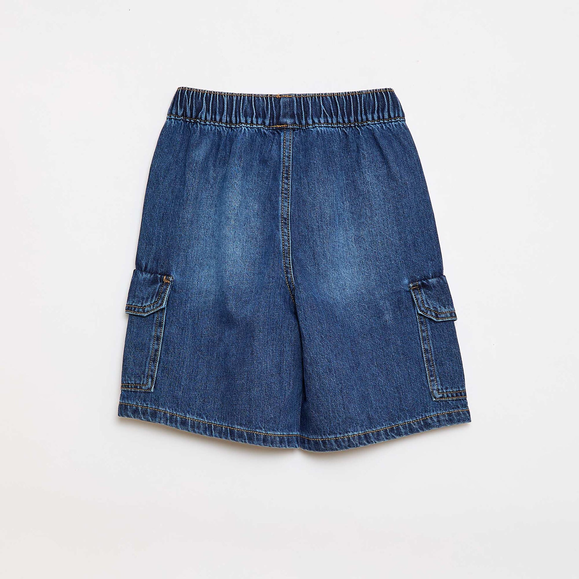 Multi-Pocket Denim Bermuda Shorts BLUE