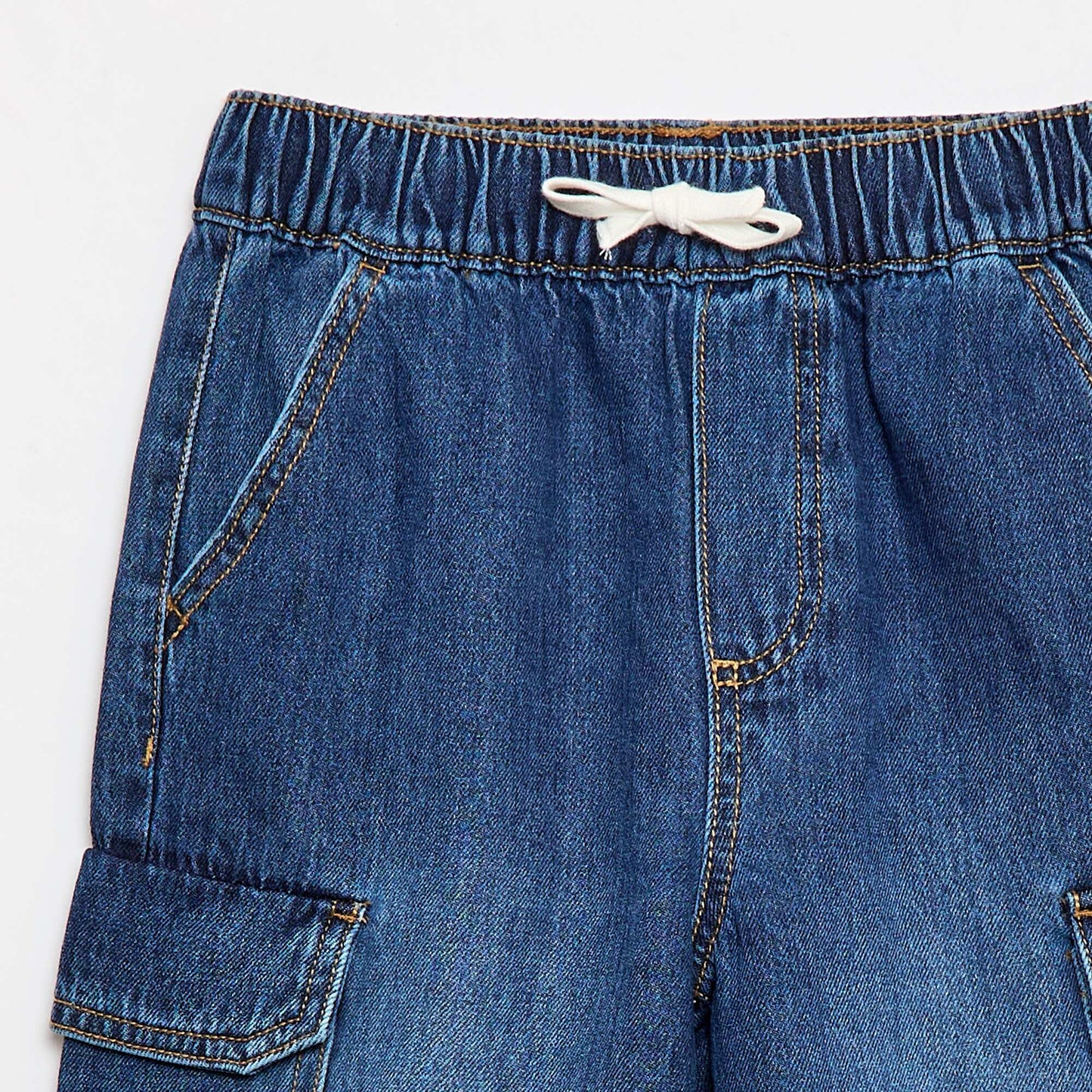 Multi-Pocket Denim Bermuda Shorts BLUE