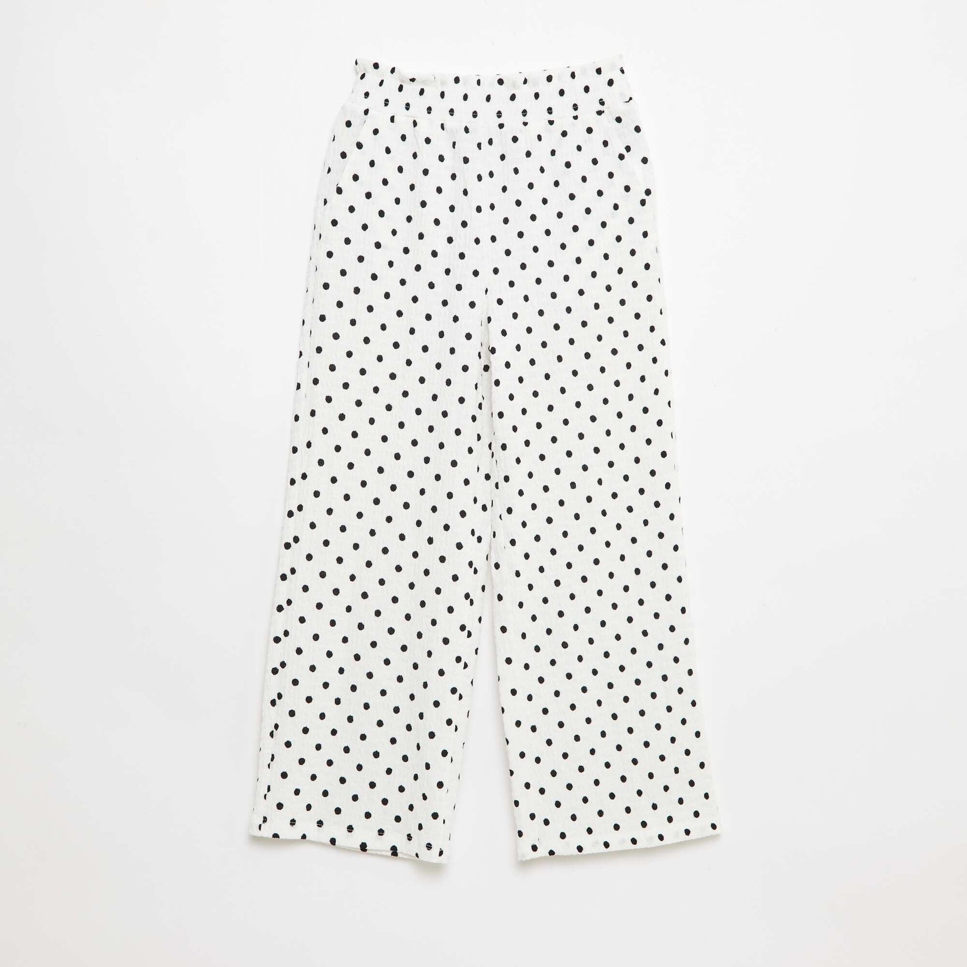 Wide-Leg Crepe Knit Pants WHITE