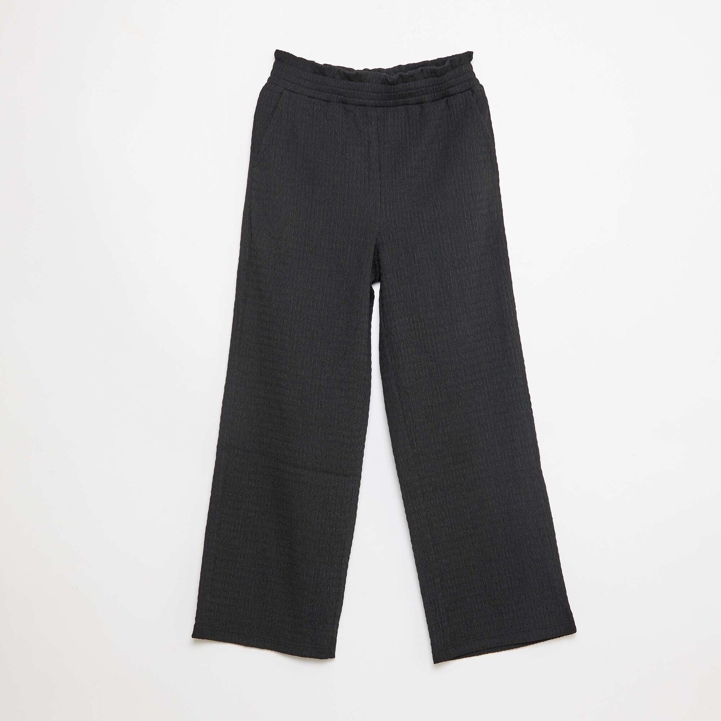 Wide-Leg Crepe Knit Pants BLACK