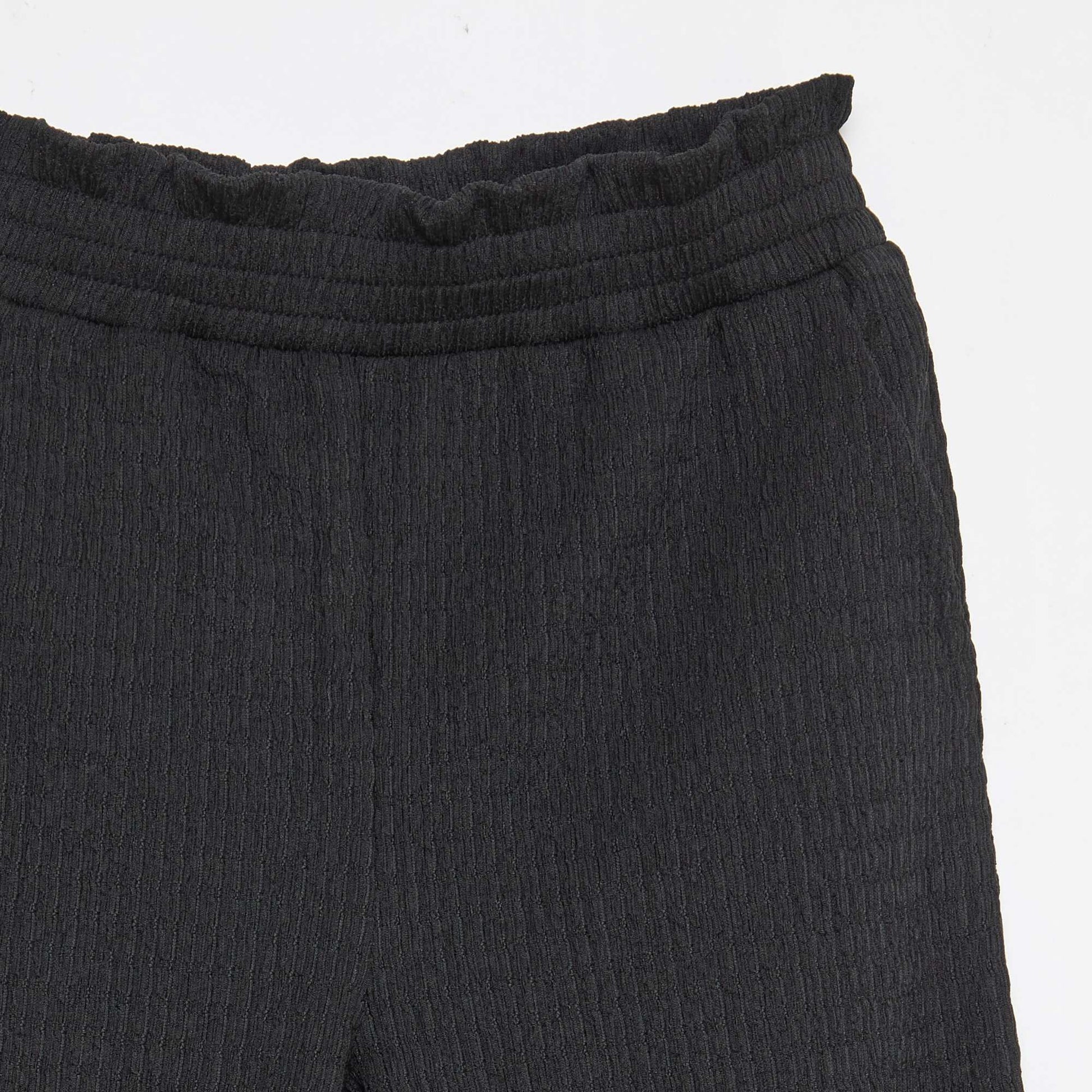 Wide-Leg Crepe Knit Pants BLACK