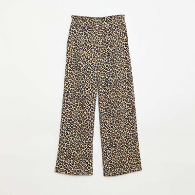 Wide-Leg Crepe Knit Pants BROWN