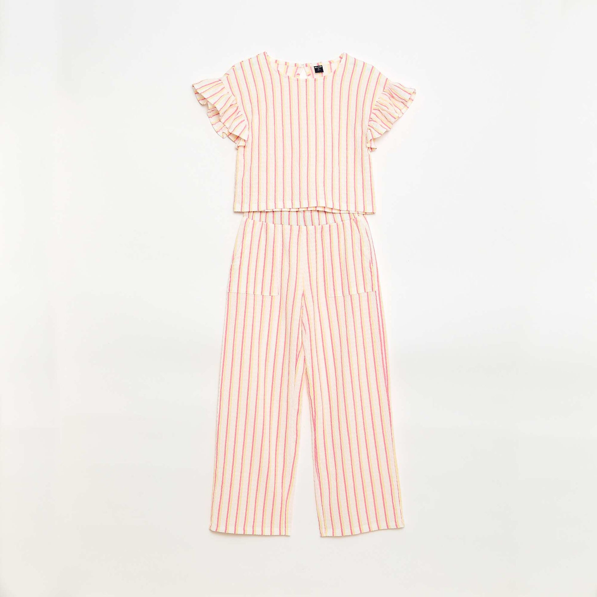 Striped T-shirt + Pants Set - 2 pieces BEIGE