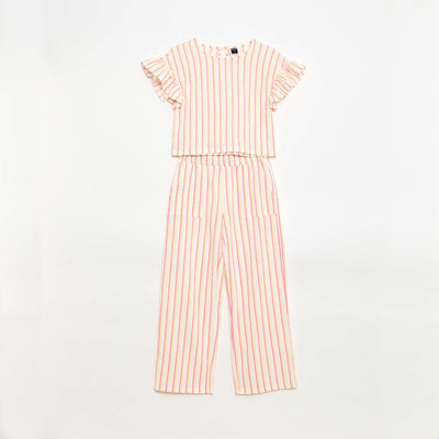 Striped T-shirt + Pants Set - 2 pieces BEIGE