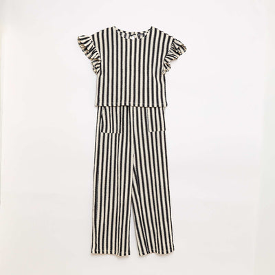 Striped T-shirt + Pants Set - 2 pieces BLACK