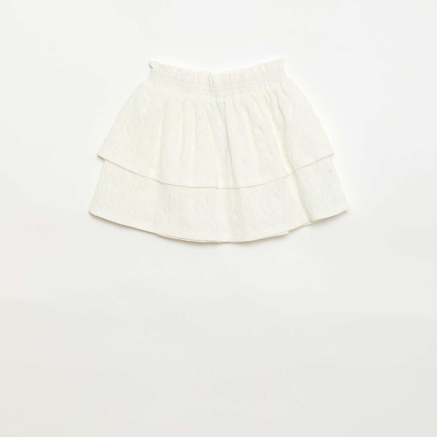 Ruffled Broderie Anglaise Skirt WHITE