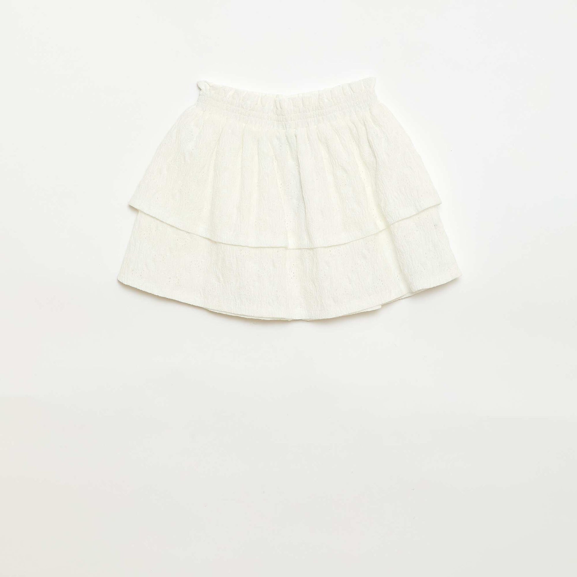 Ruffled Broderie Anglaise Skirt WHITE