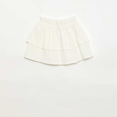 Ruffled Broderie Anglaise Skirt WHITE