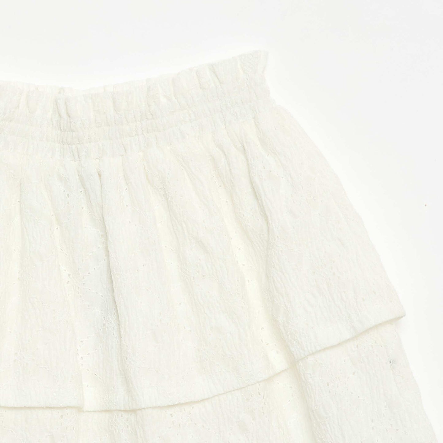 Ruffled Broderie Anglaise Skirt WHITE