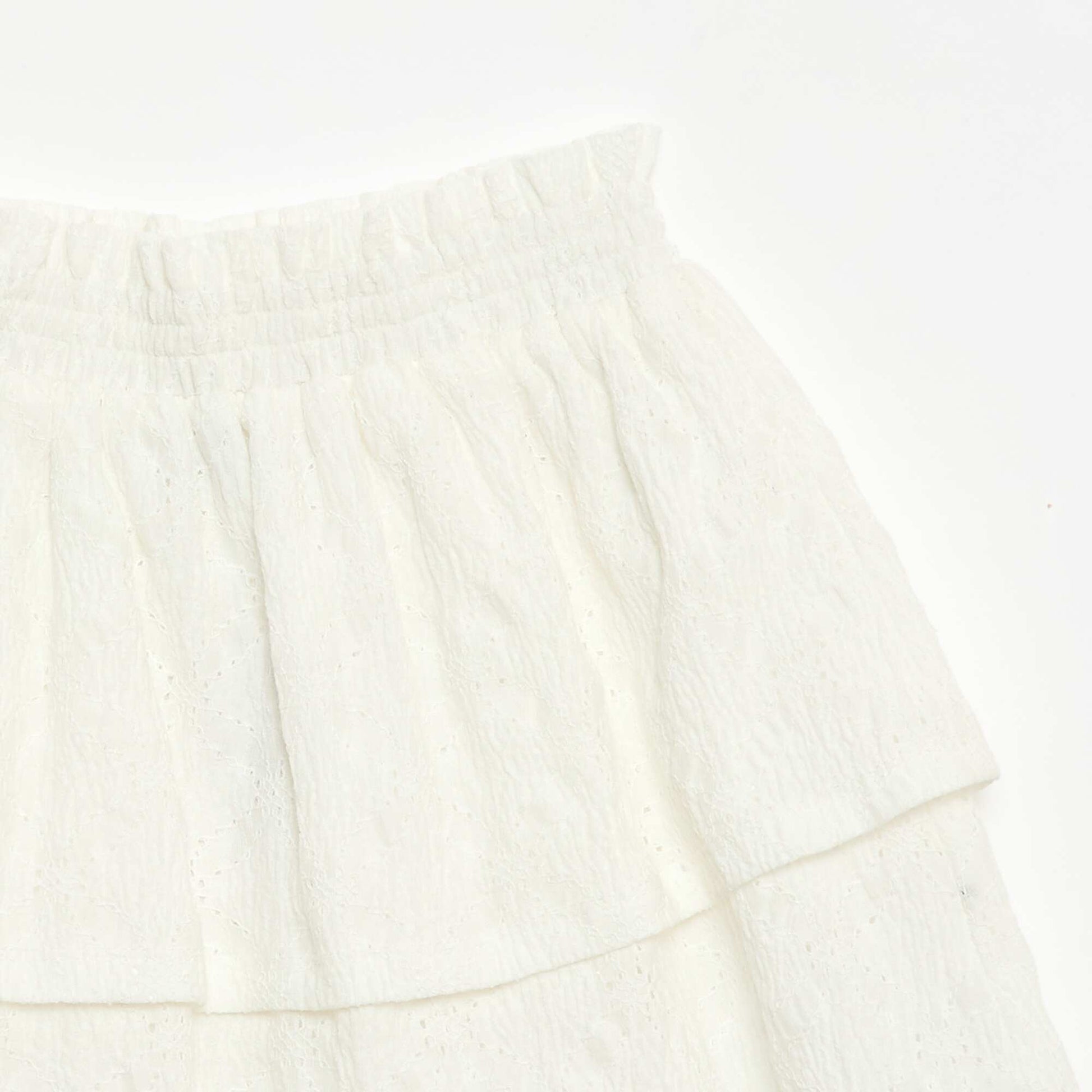 Ruffled Broderie Anglaise Skirt WHITE