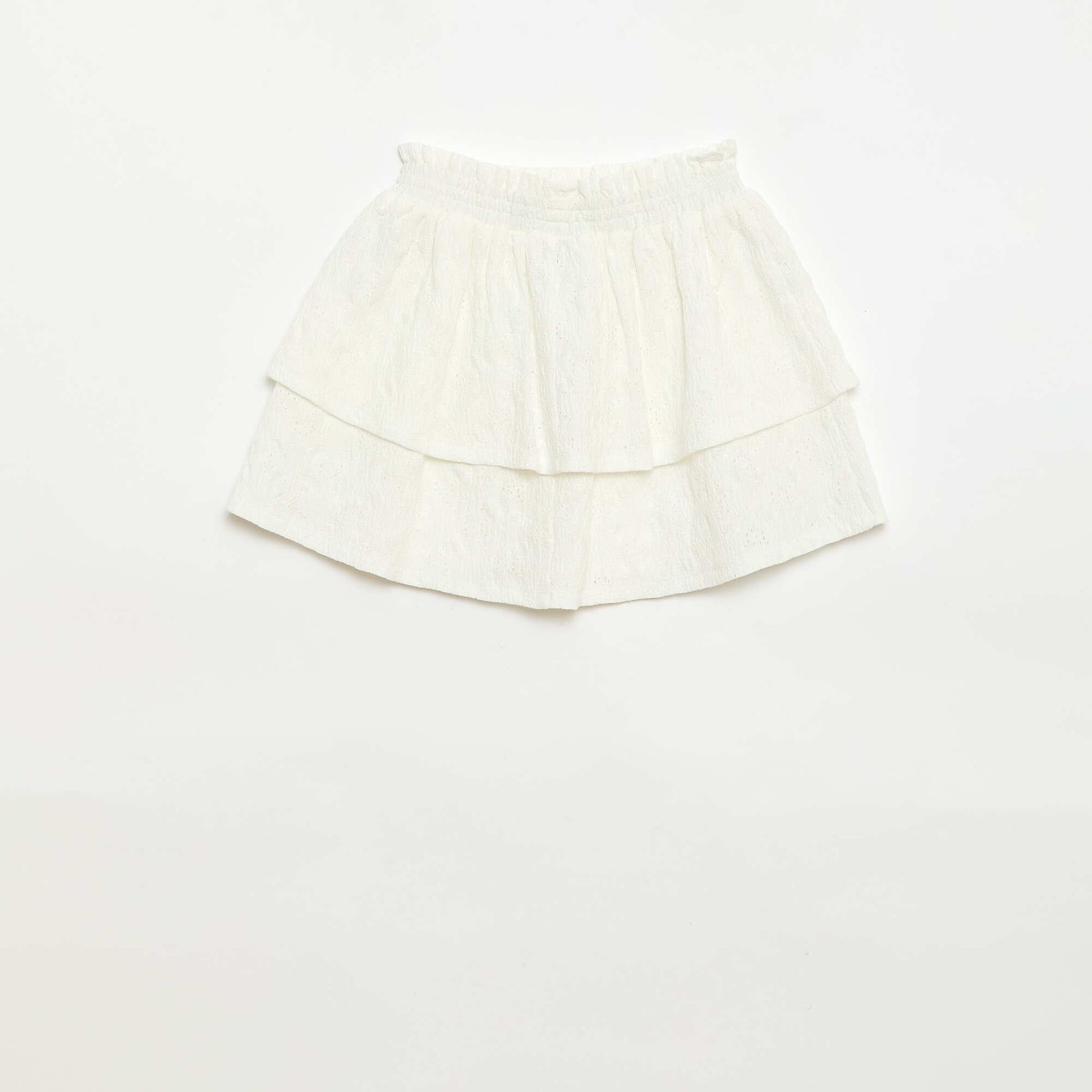 Ruffled Broderie Anglaise Skirt WHITE
