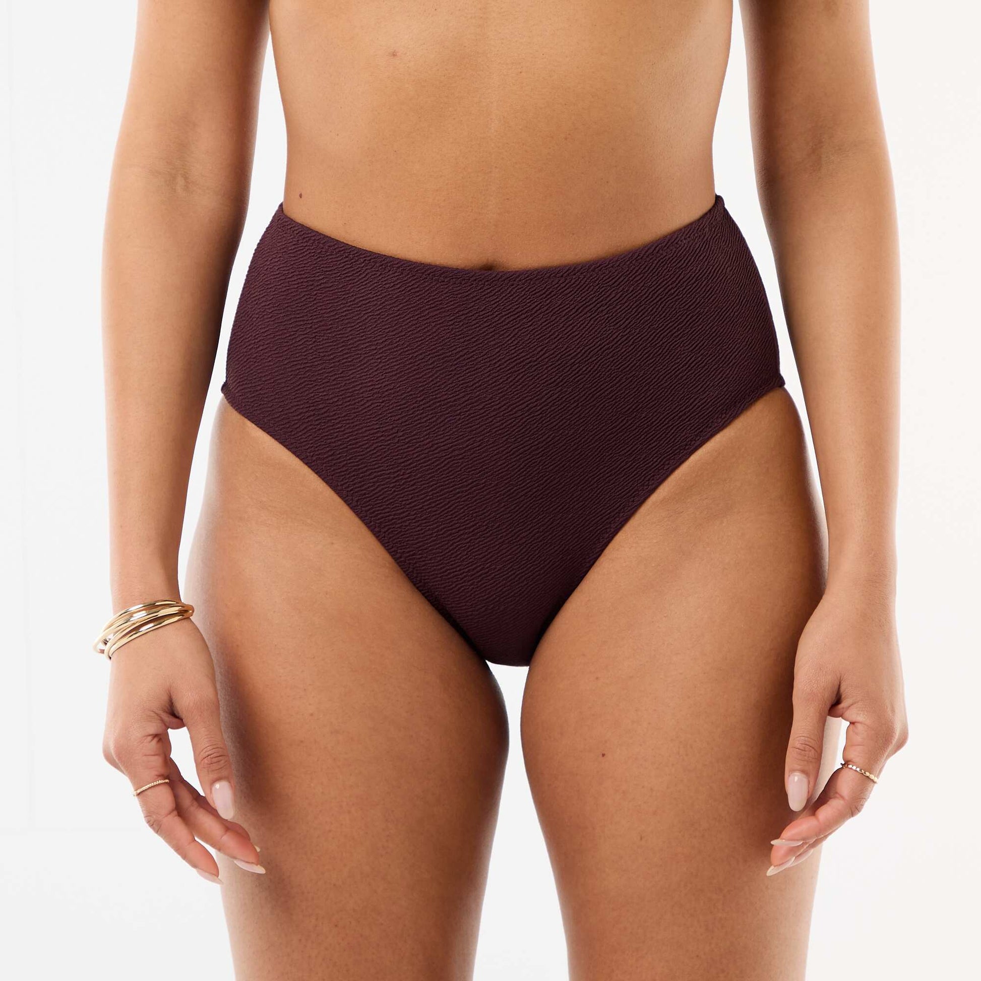 High-waisted Waffle Swim Bottom PURPLE
