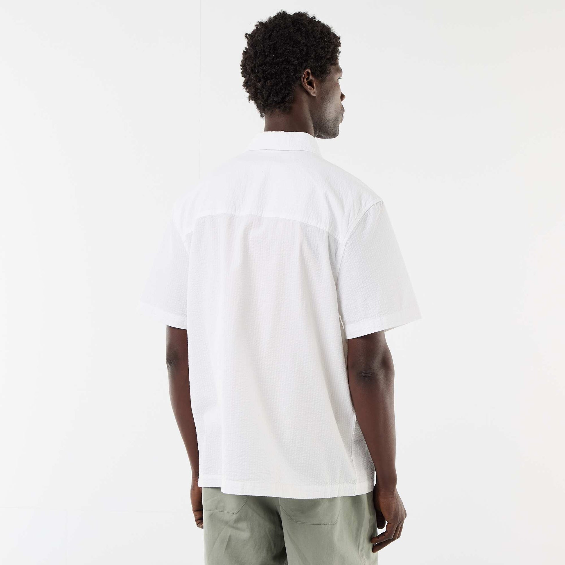 Short-sleeved seersucker shirt WHITE