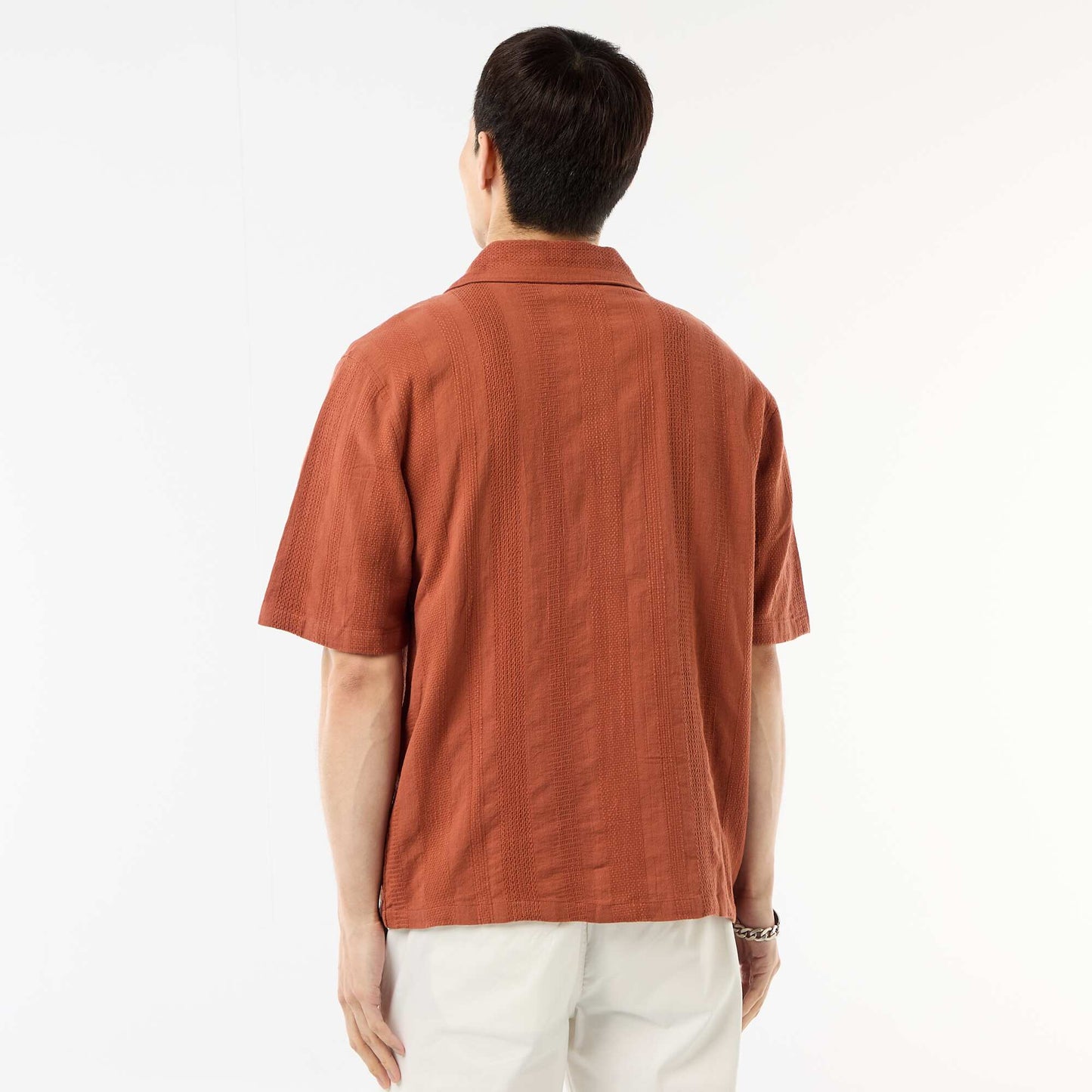 Short-Sleeved Fancy Knit Shirt BROWN