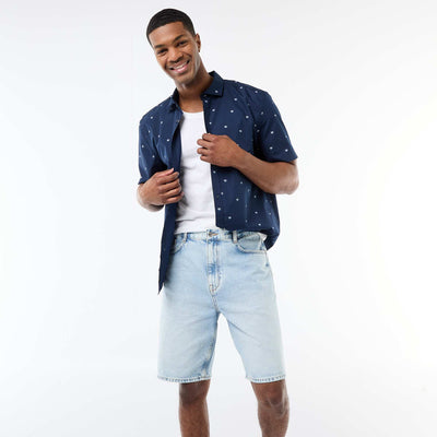 Short-Sleeved Button-Down Shirt BLUE
