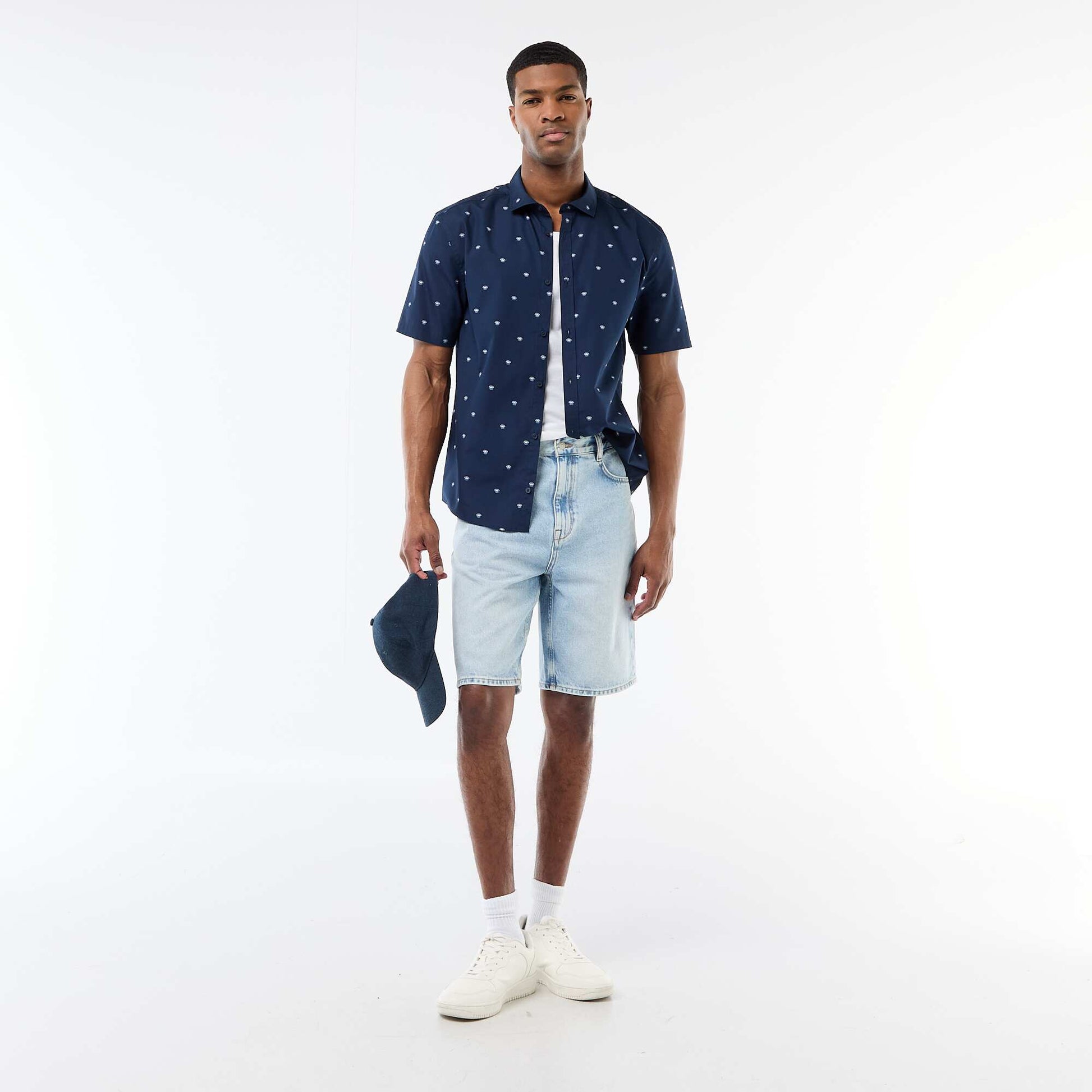 Short-Sleeved Button-Down Shirt BLUE