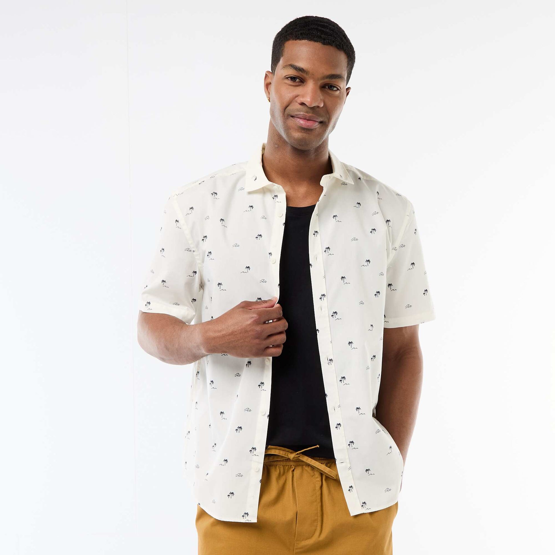 Short-Sleeved Button-Down Shirt WHITE