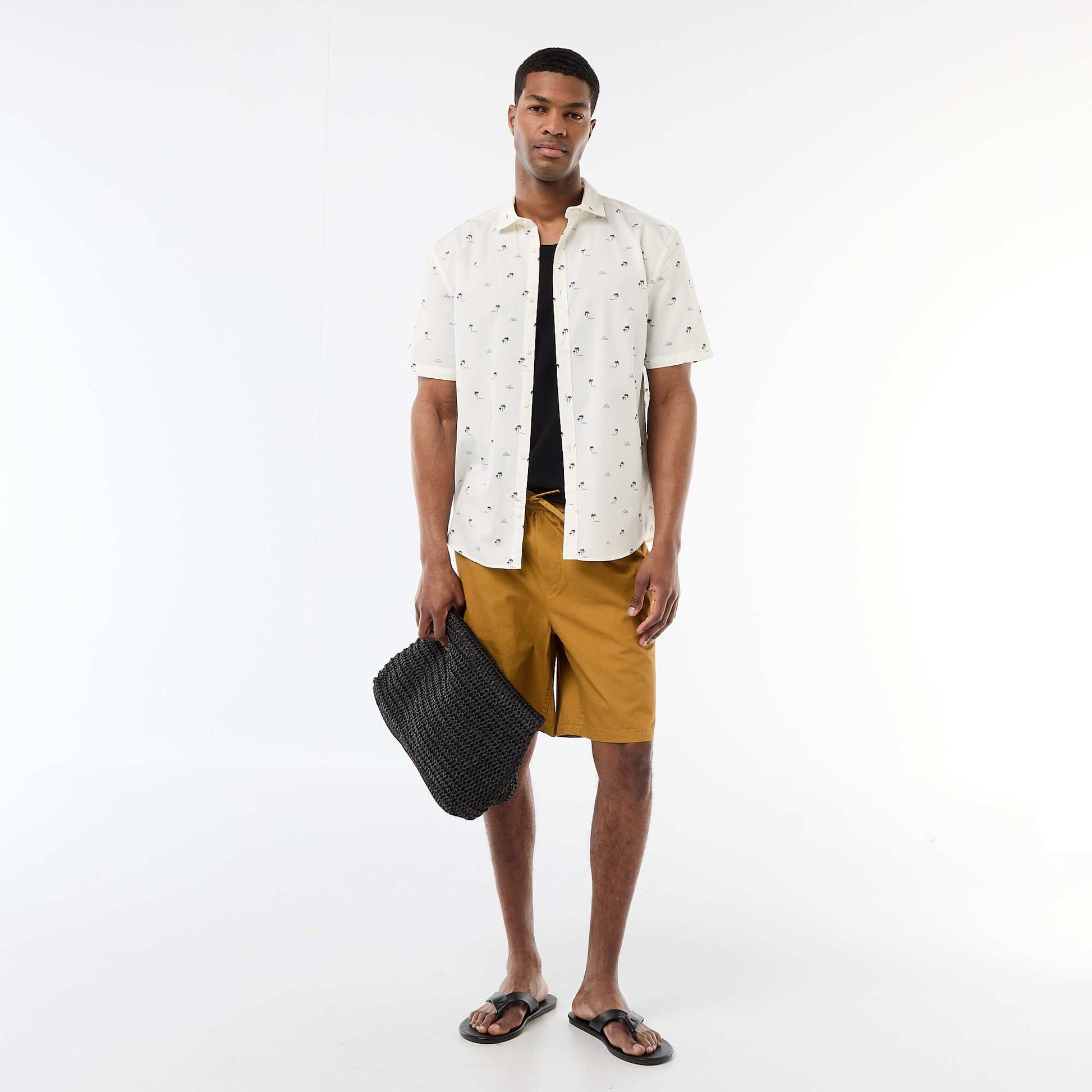 Short-Sleeved Button-Down Shirt WHITE