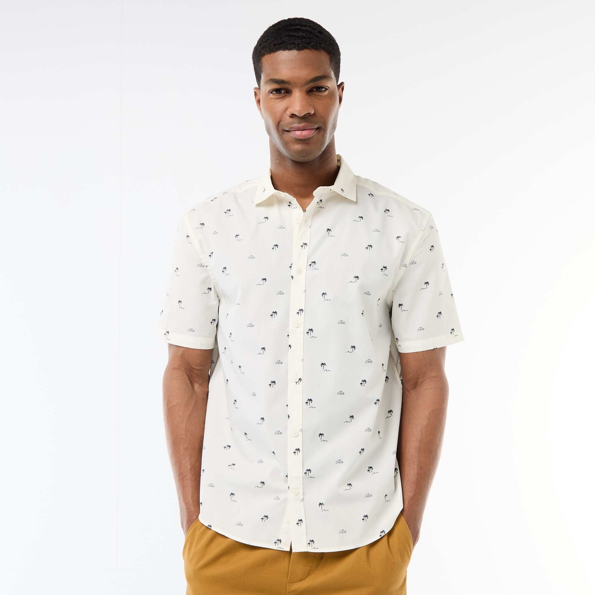 Short-Sleeved Button-Down Shirt WHITE