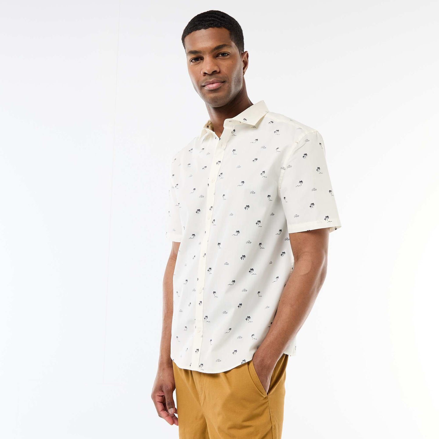 Short-Sleeved Button-Down Shirt WHITE