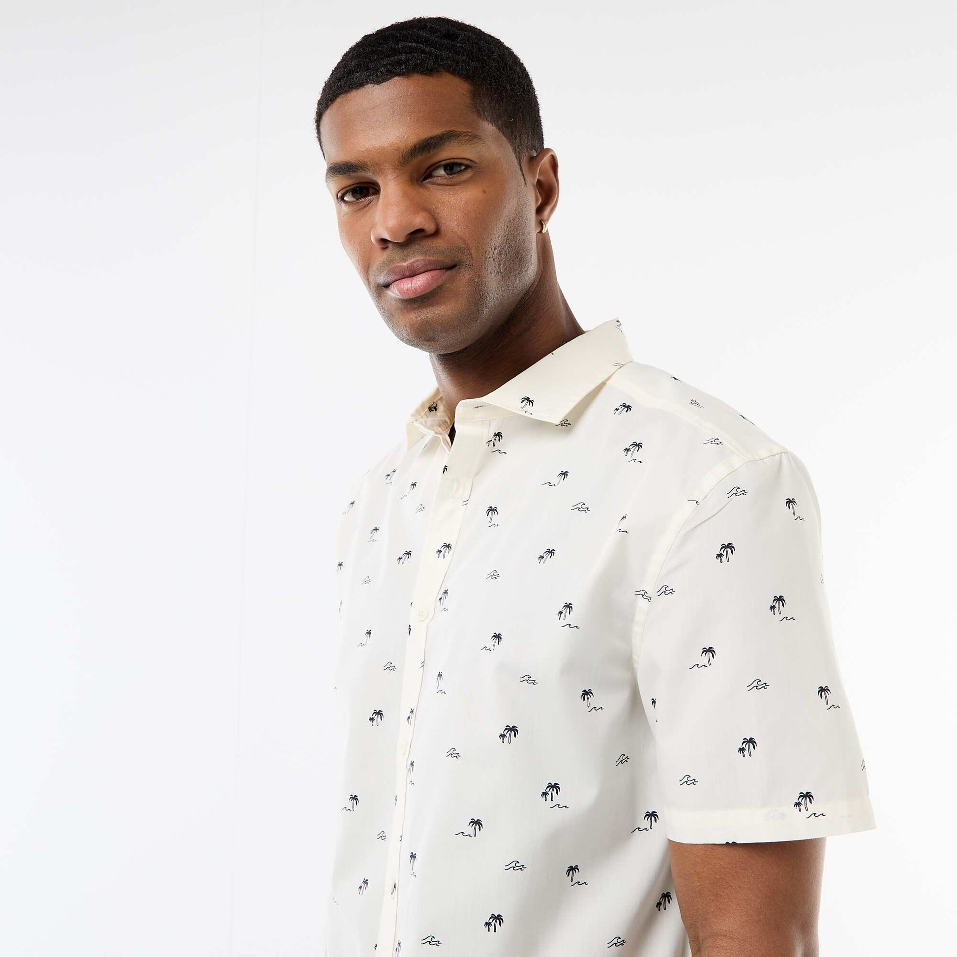 Short-Sleeved Button-Down Shirt WHITE