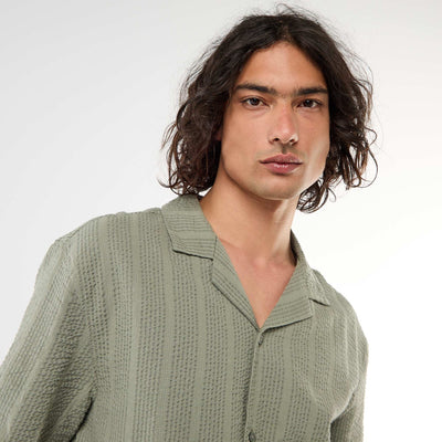 Short-Sleeved Waffle Knit Shirt KHAKI