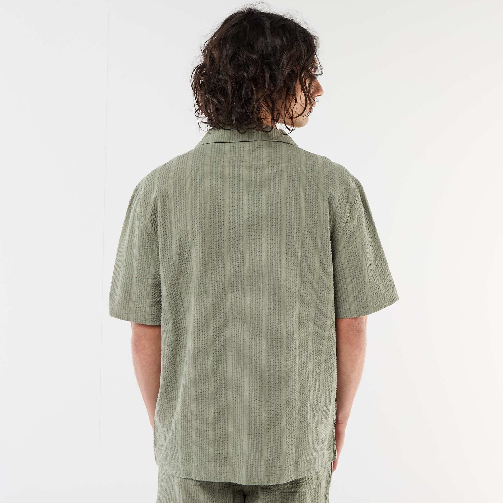 Short-Sleeved Waffle Knit Shirt KHAKI
