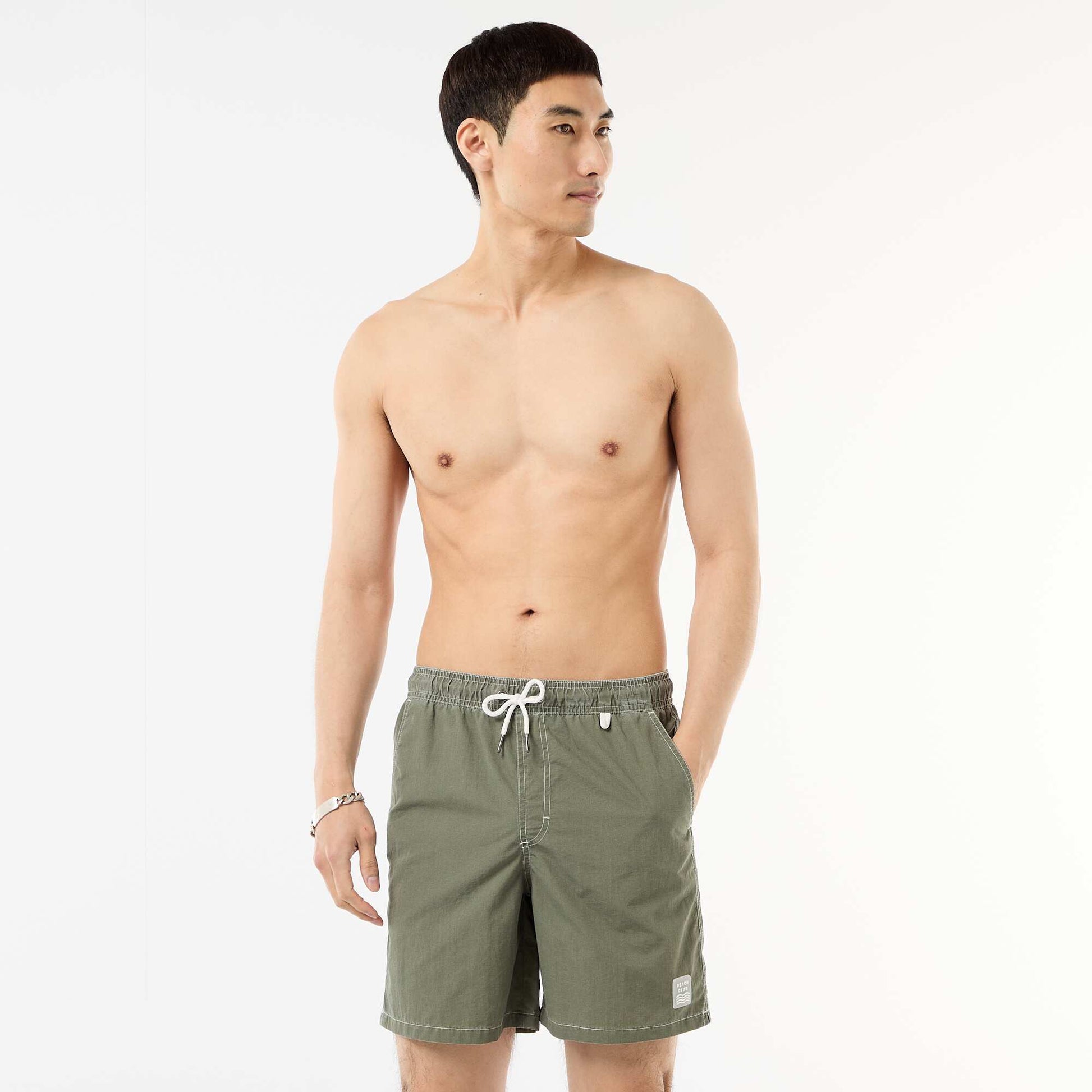 Solid Swim Shorts with Pockets GREEN