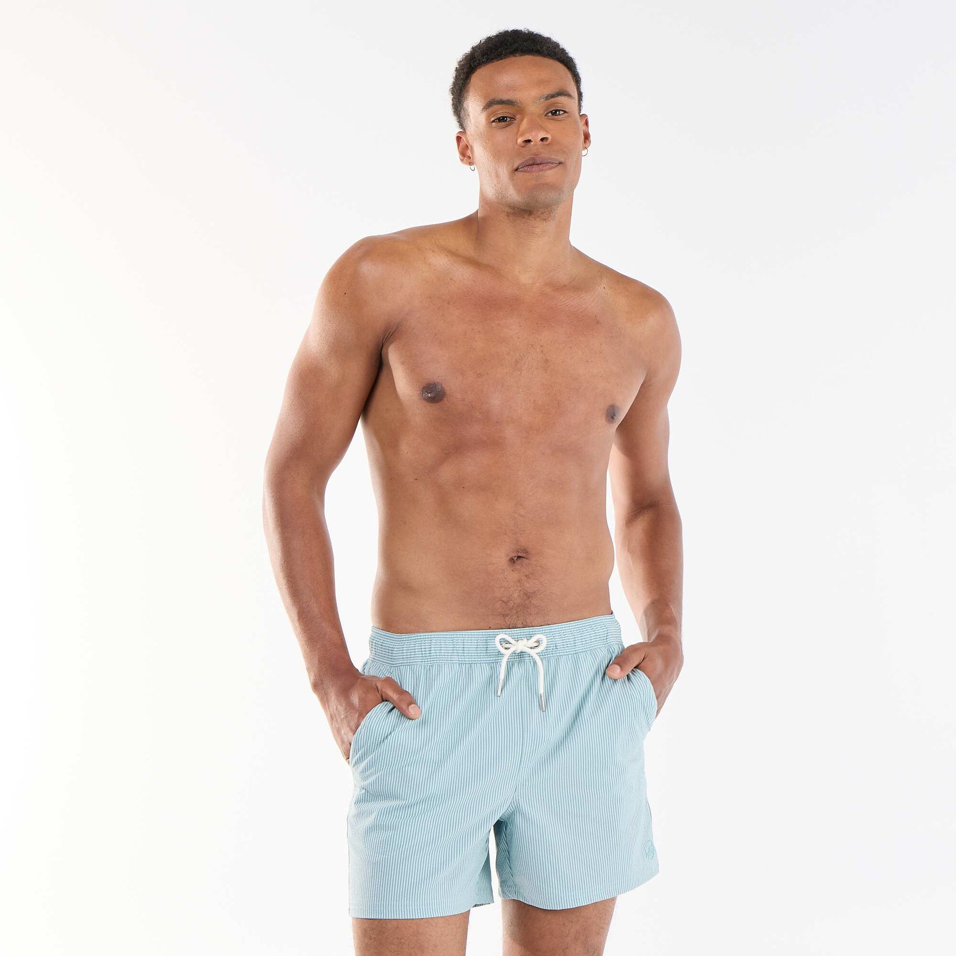Seersucker Swim Shorts BLUE