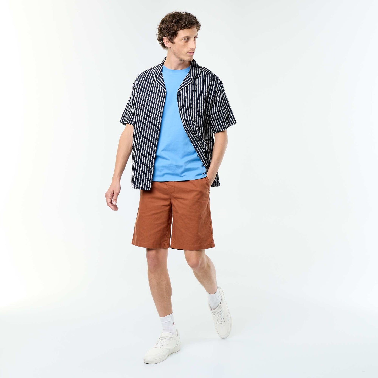 Linen-blend Bermuda Shorts BROWN