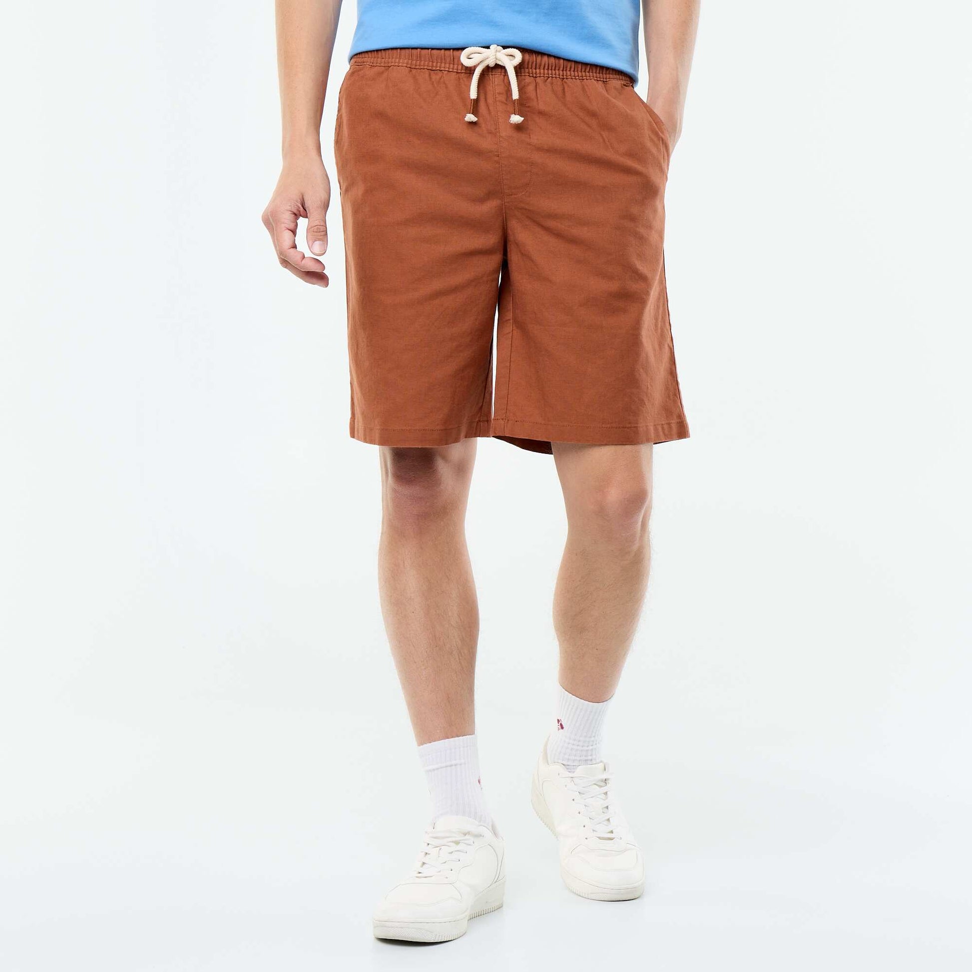 Linen-blend Bermuda Shorts BROWN