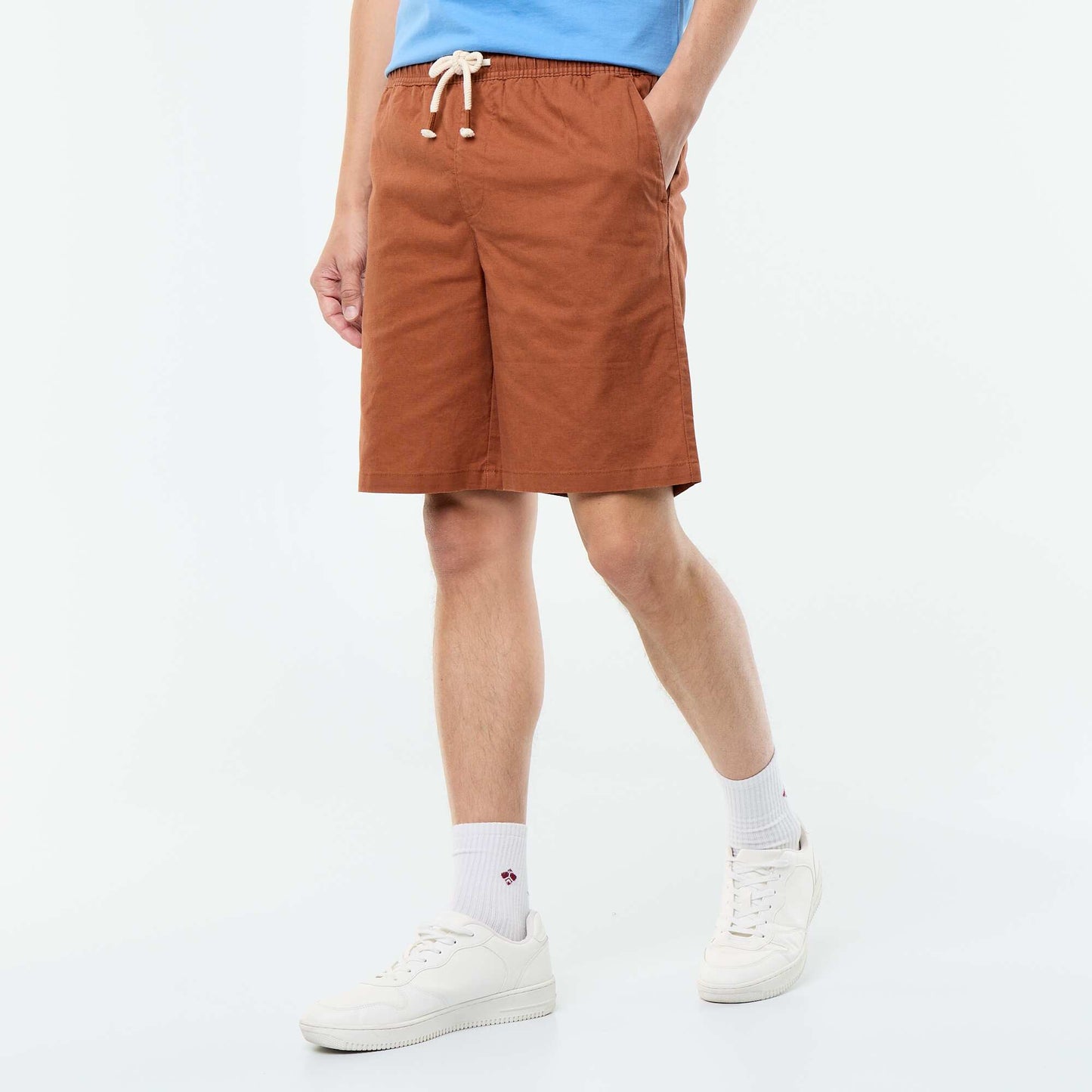 Linen-blend Bermuda Shorts BROWN