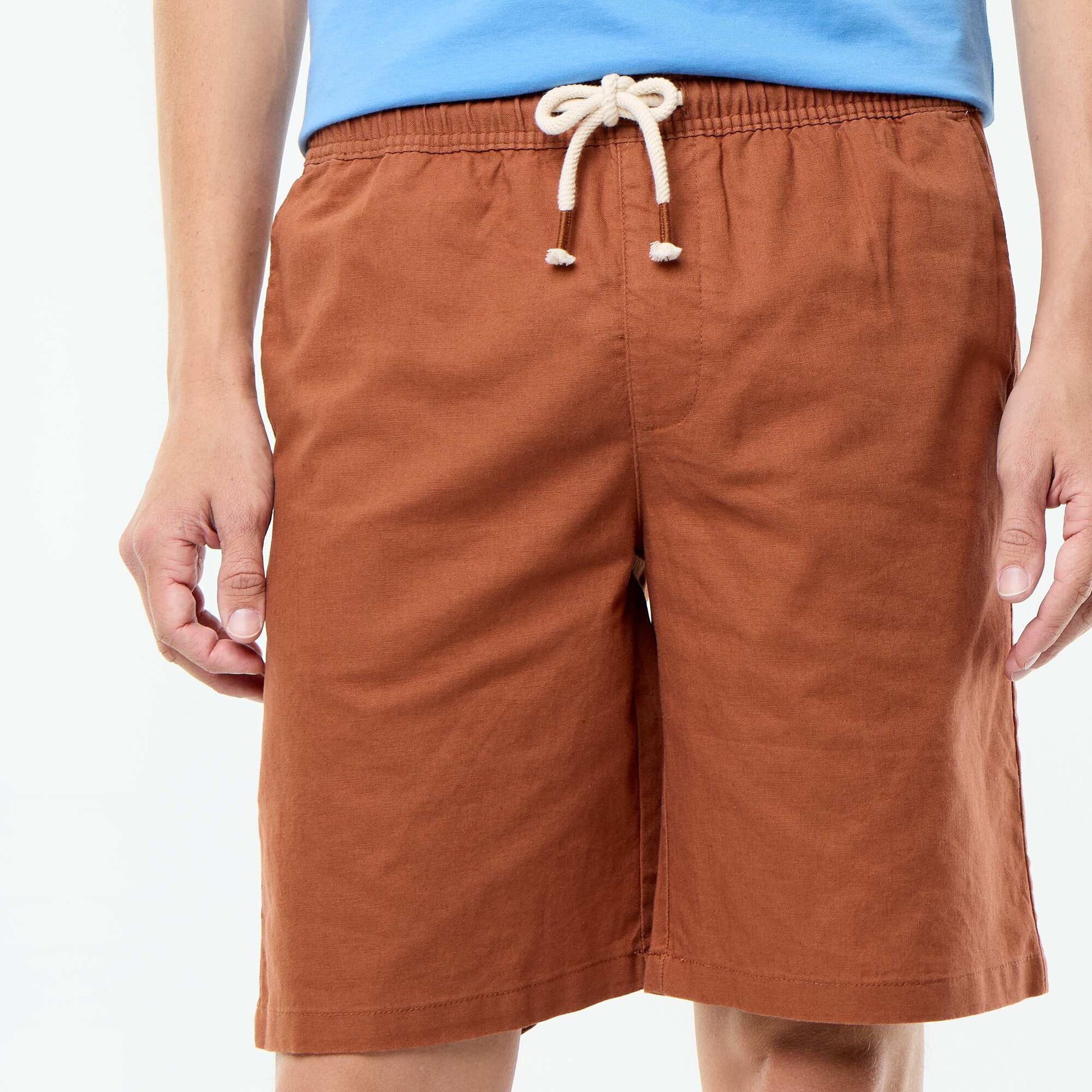 Linen-blend Bermuda Shorts BROWN