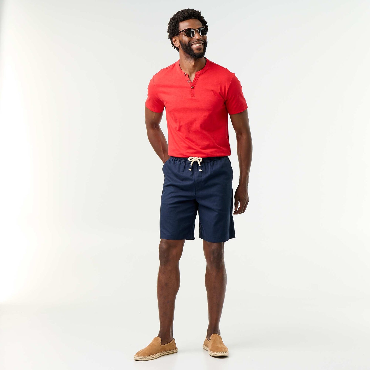 Linen-blend Bermuda Shorts BLUE