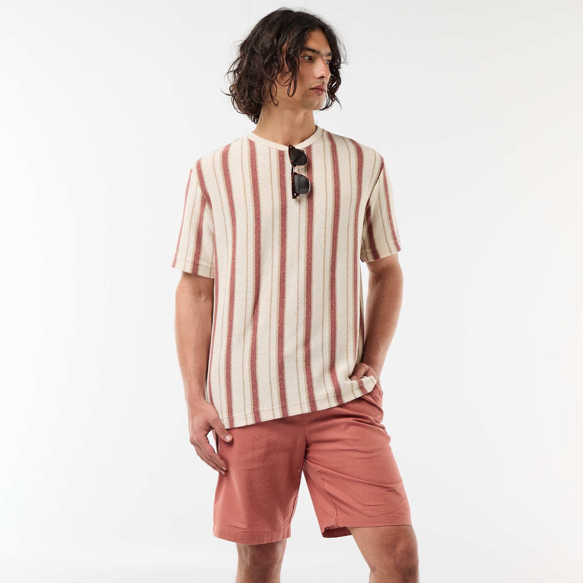 Linen-blend Bermuda Shorts PINK