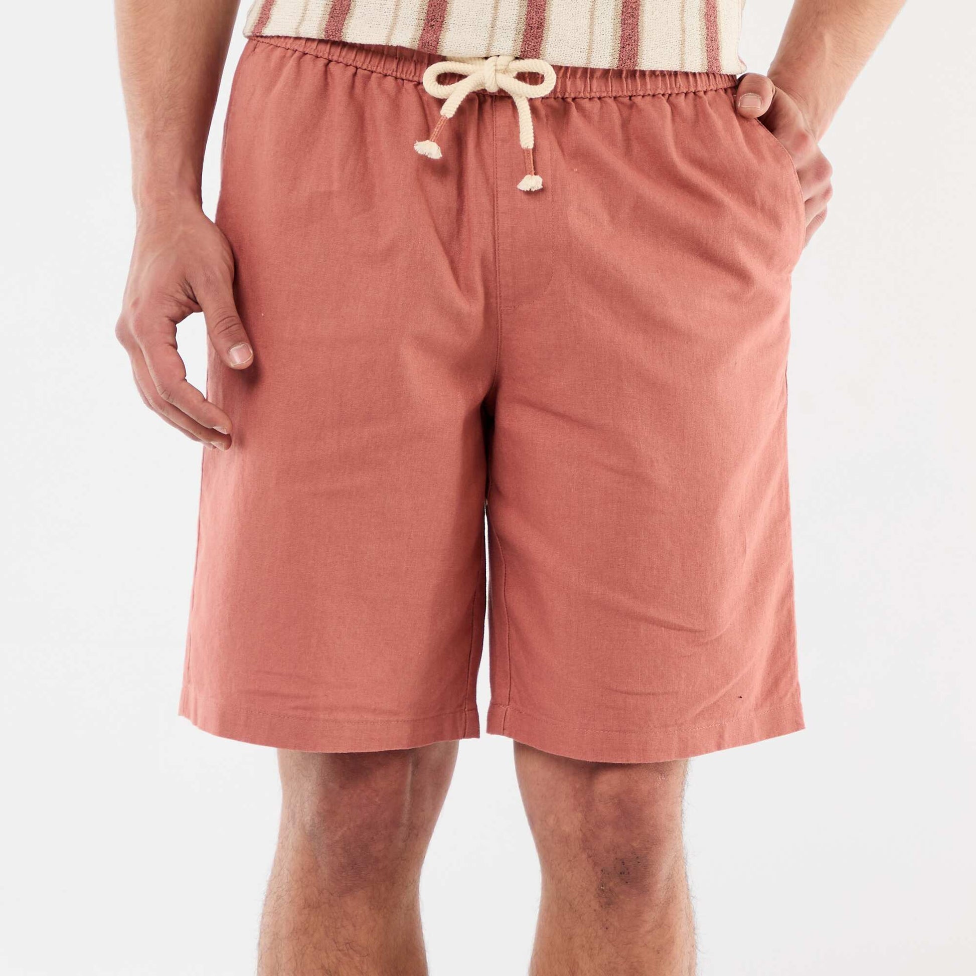Linen-blend Bermuda Shorts PINK