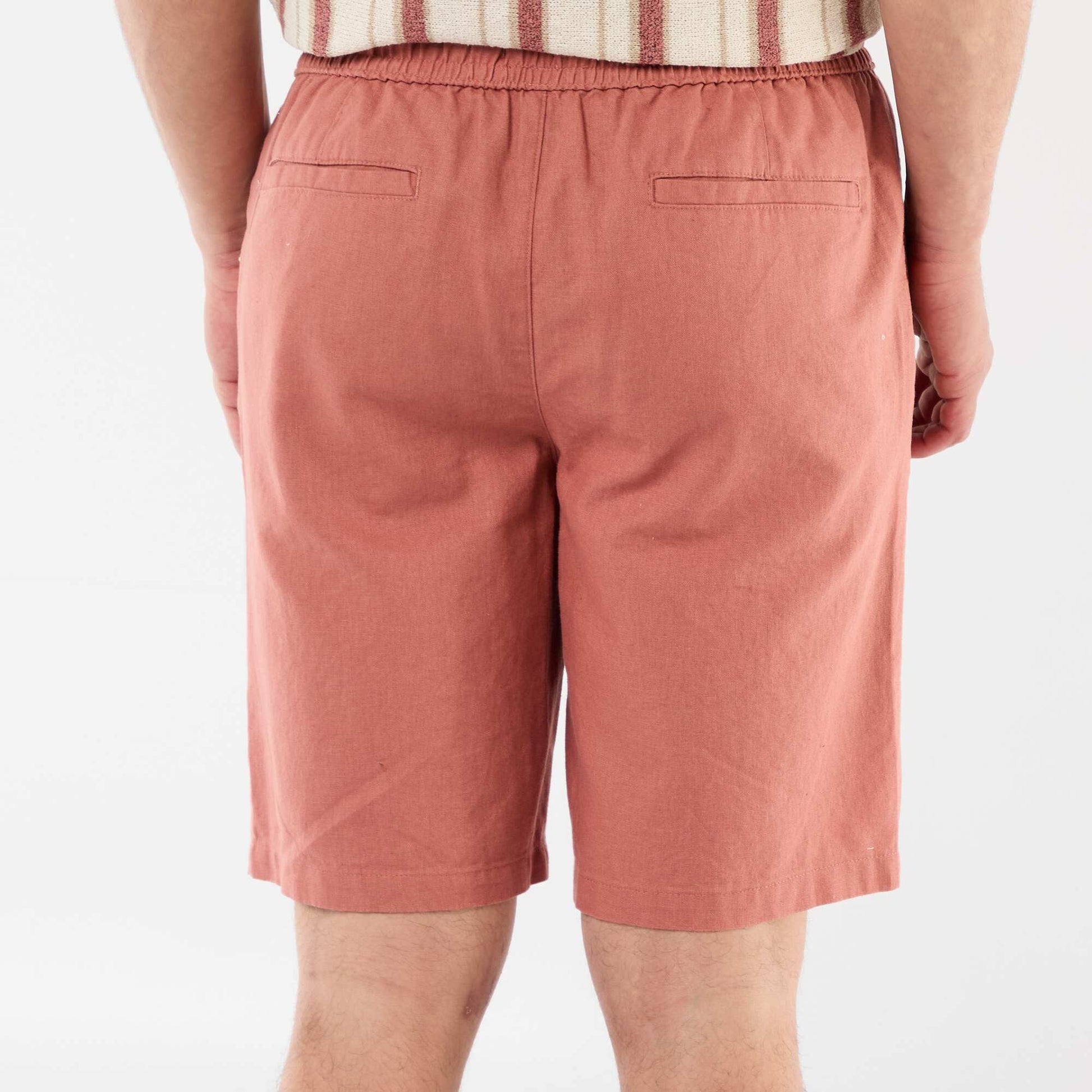 Linen-blend Bermuda Shorts PINK