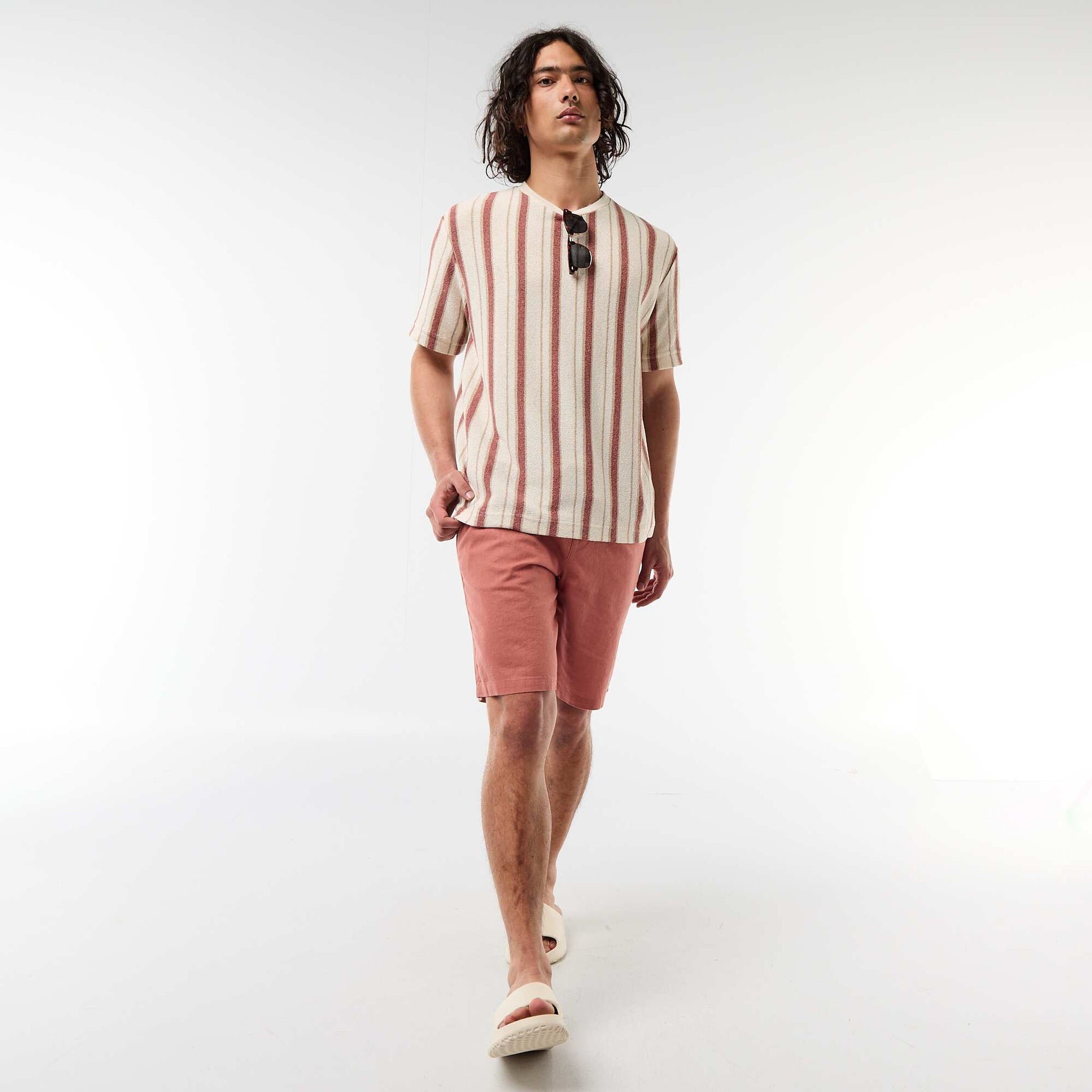 Linen-blend Bermuda Shorts PINK