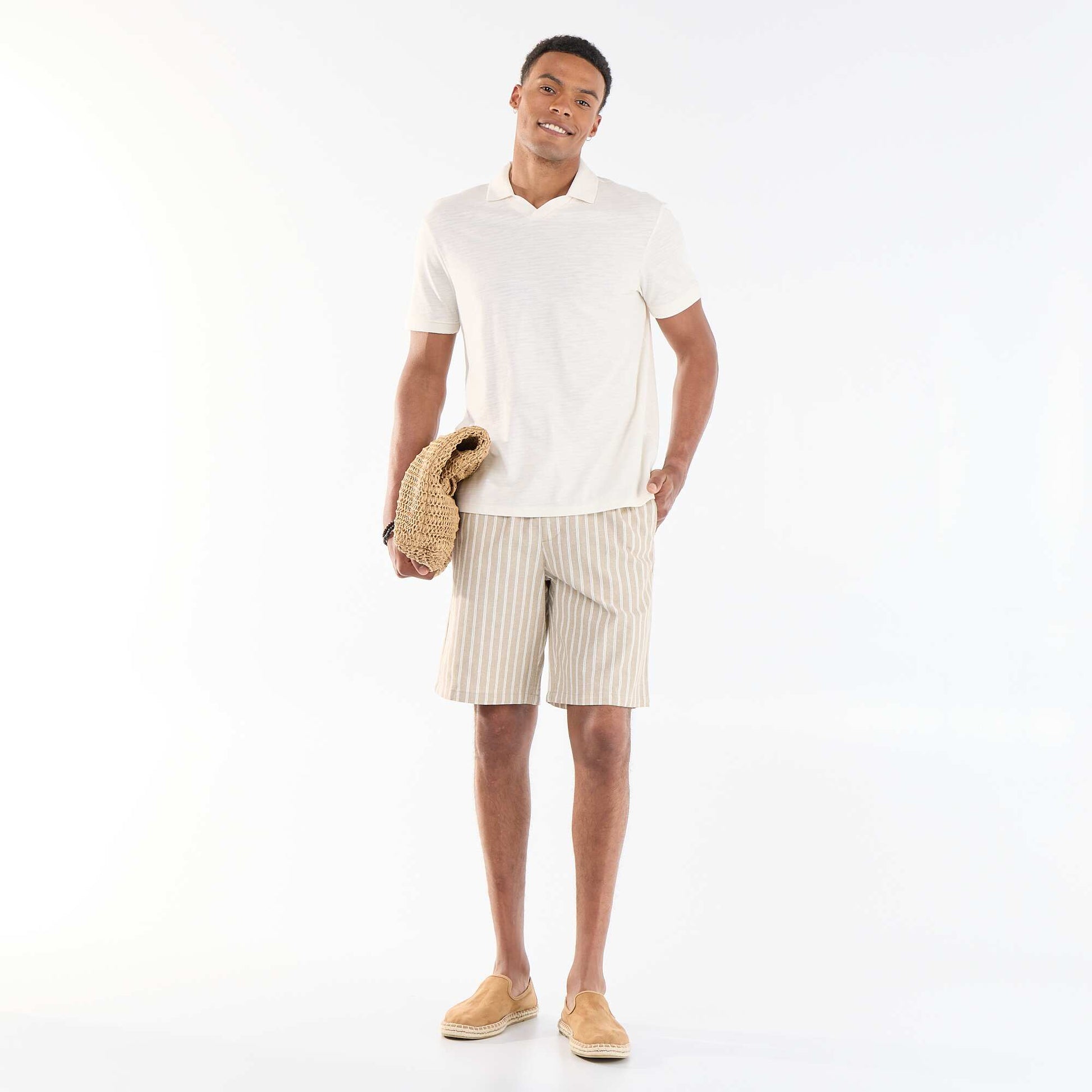 Linen-blend Bermuda Shorts BEIGE