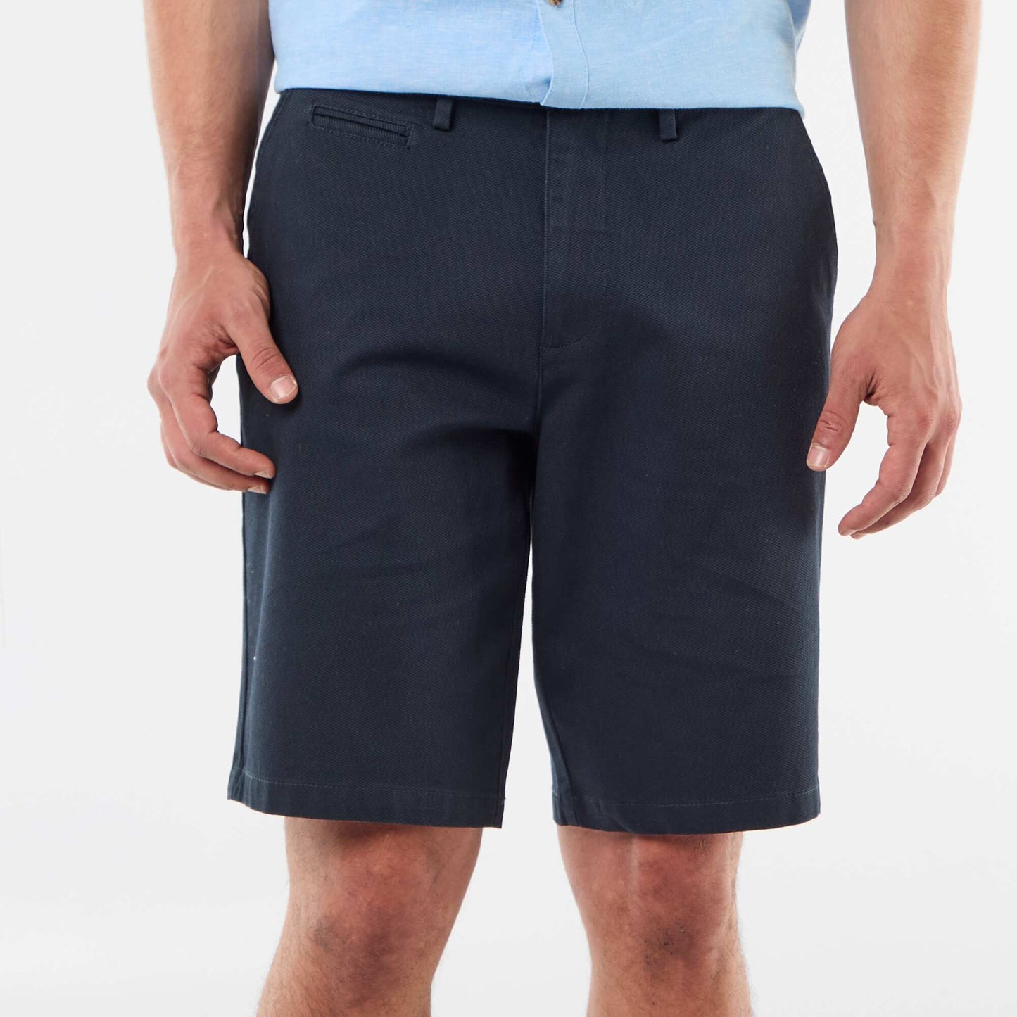 Plain Dobby Chino Bermuda Shorts BLUE