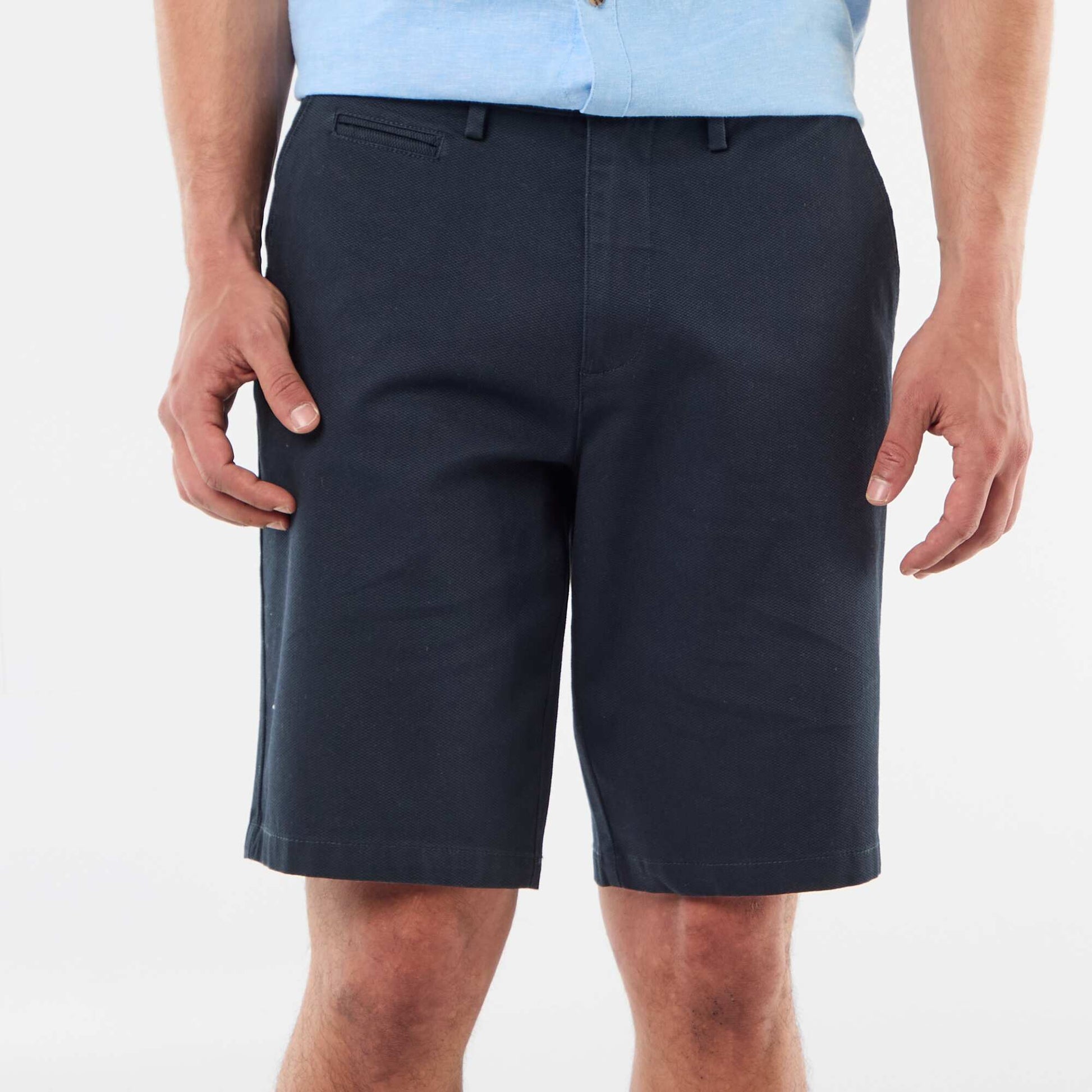 Plain Dobby Chino Bermuda Shorts BLUE