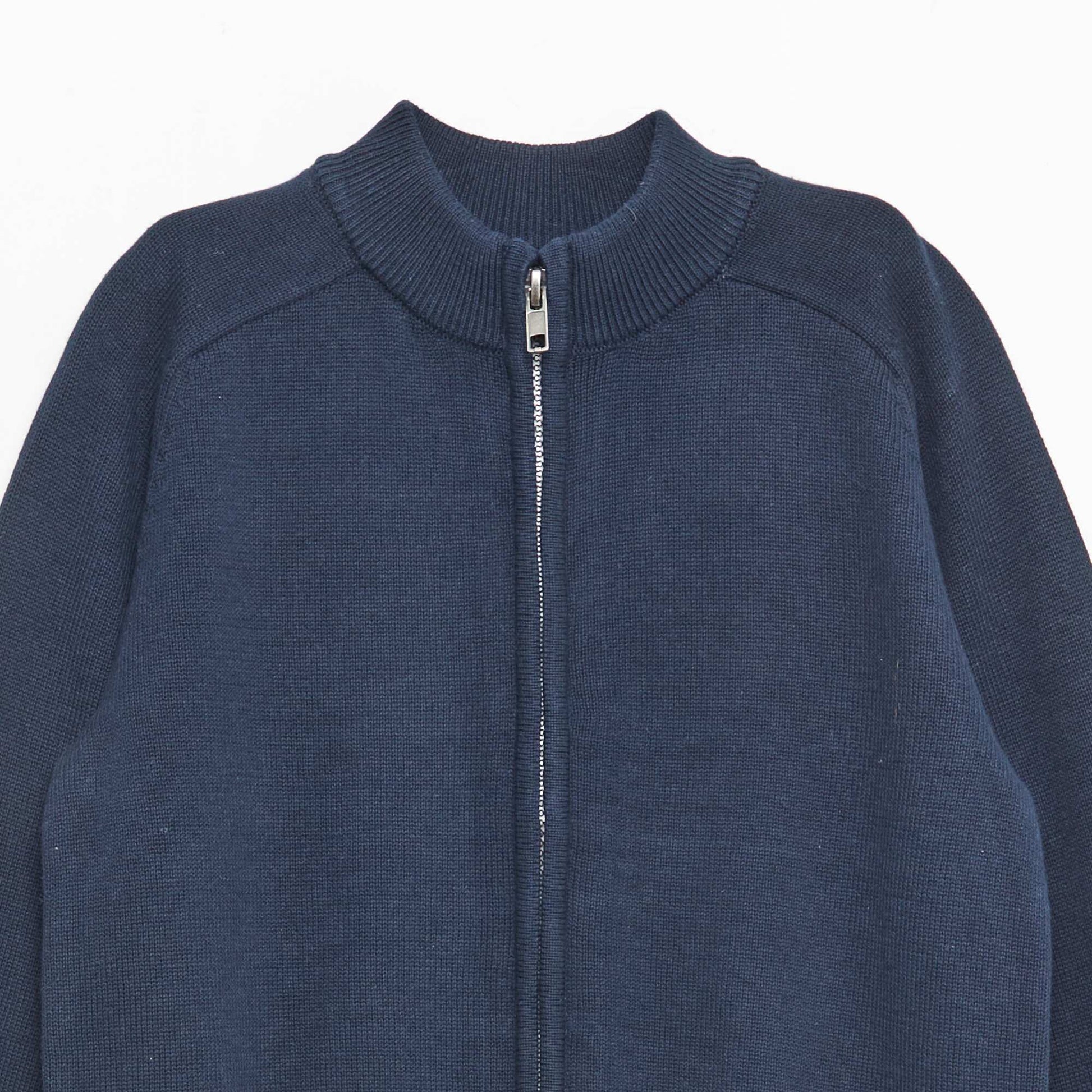 Zipped high-neck cardigan BLUE